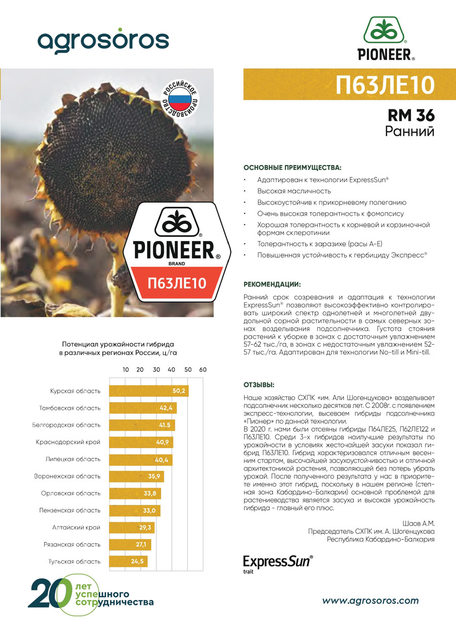 Семена подсолнечника Pioneer